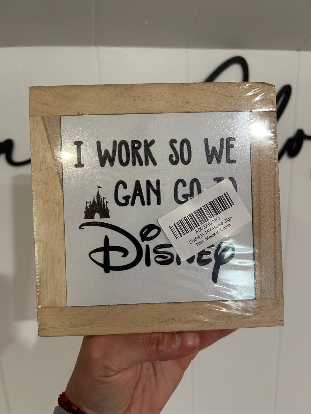 Disney Wood Sign - White & Natural Frame